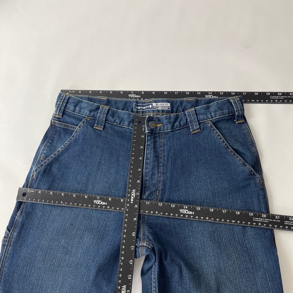 Carhartt Jeans Mens 34x30 Blue Rugged Flex Relaxed Fit Utility Carpenter BD2808 - Picture 9 of 11